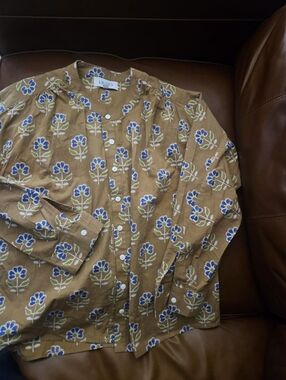 LIVRO BLOCK PRINT Floral Long Sleeve BLOUSE SIZE M Medium